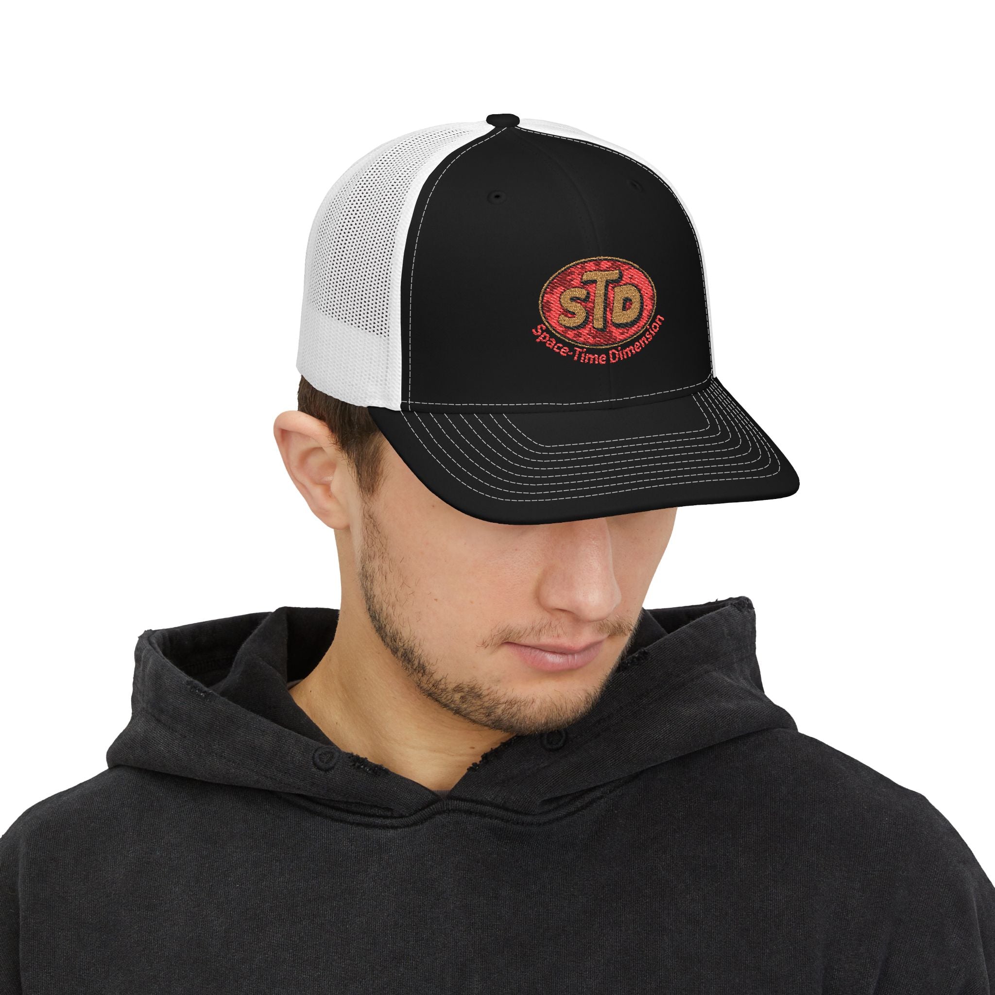 Space-Time Dimension embroidered logo Snapback Trucker Cap | retro sci-fi patch