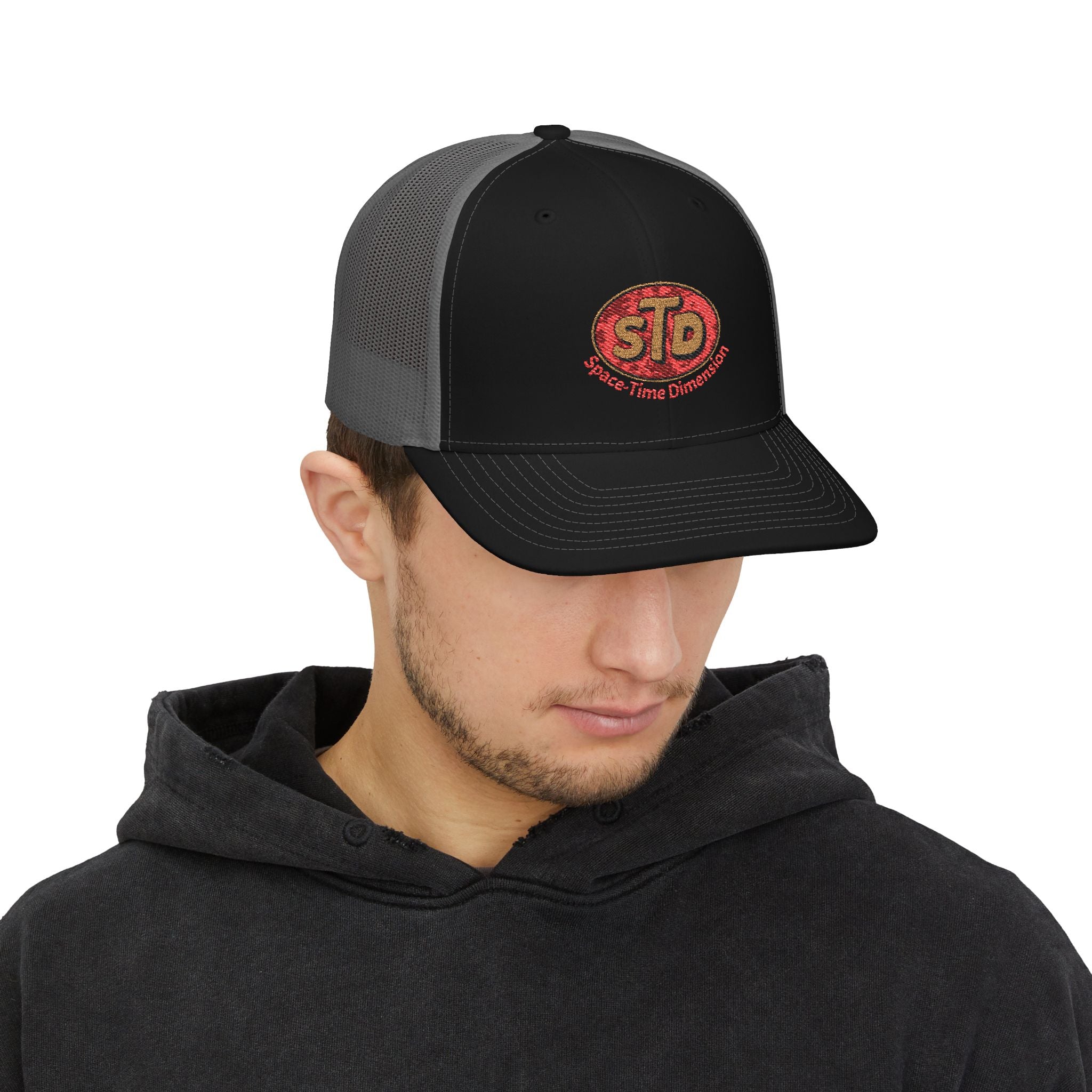 Space-Time Dimension embroidered logo Snapback Trucker Cap | retro sci-fi patch