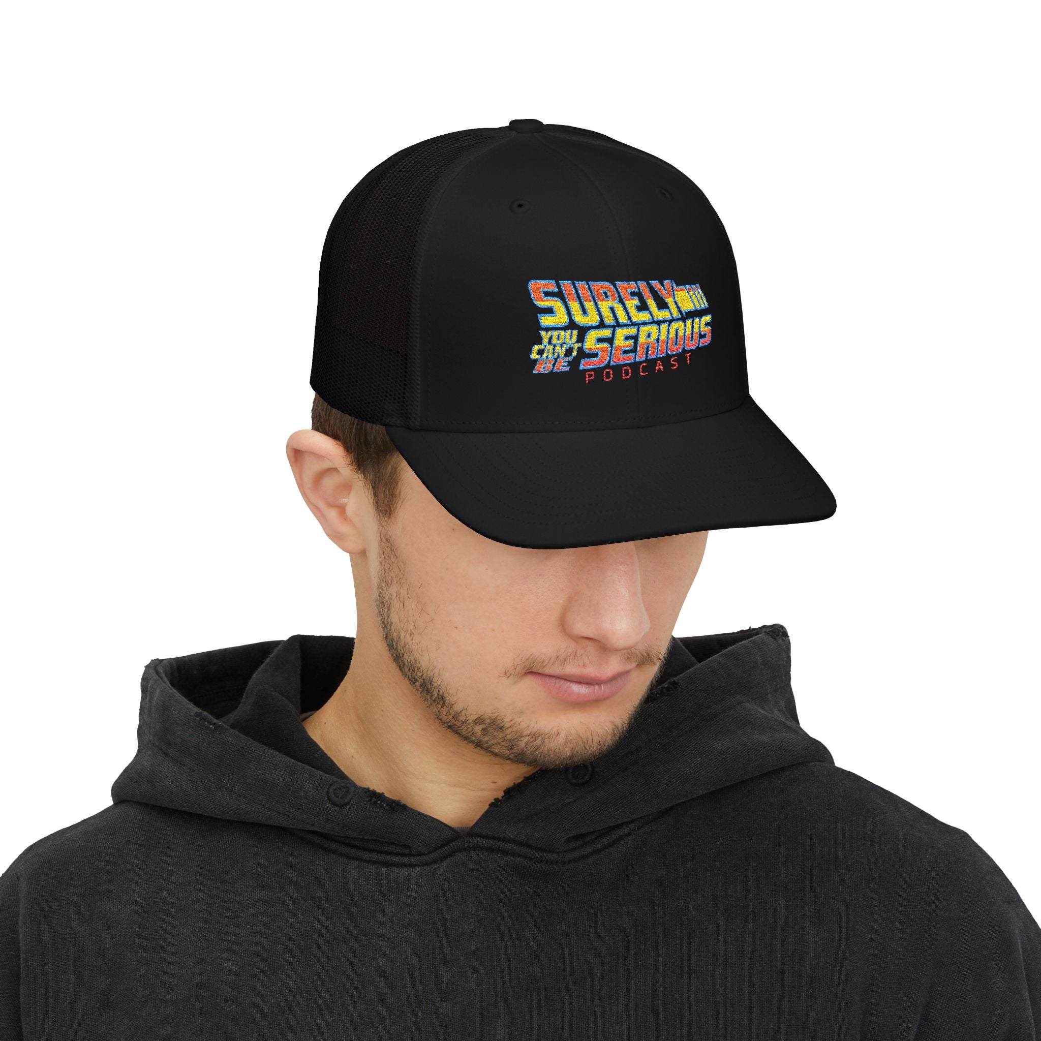 Surely You Can't Be Serious embroidered logo Snapback Trucker Cap | retro sci-fi patch